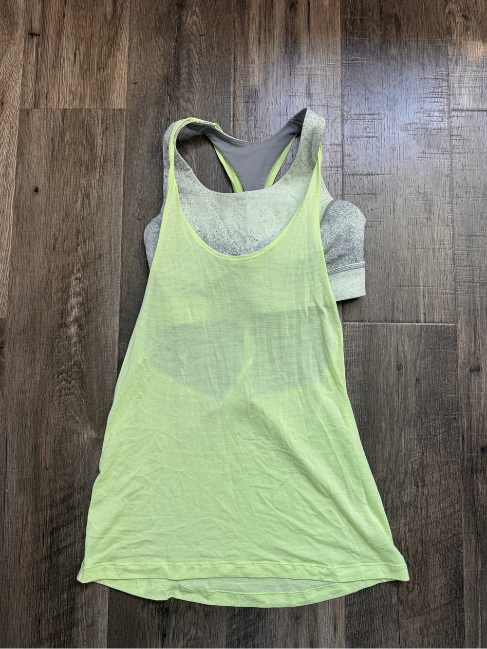 lululemon athletica Light Green Racerback Tank with Gray Sports Bra